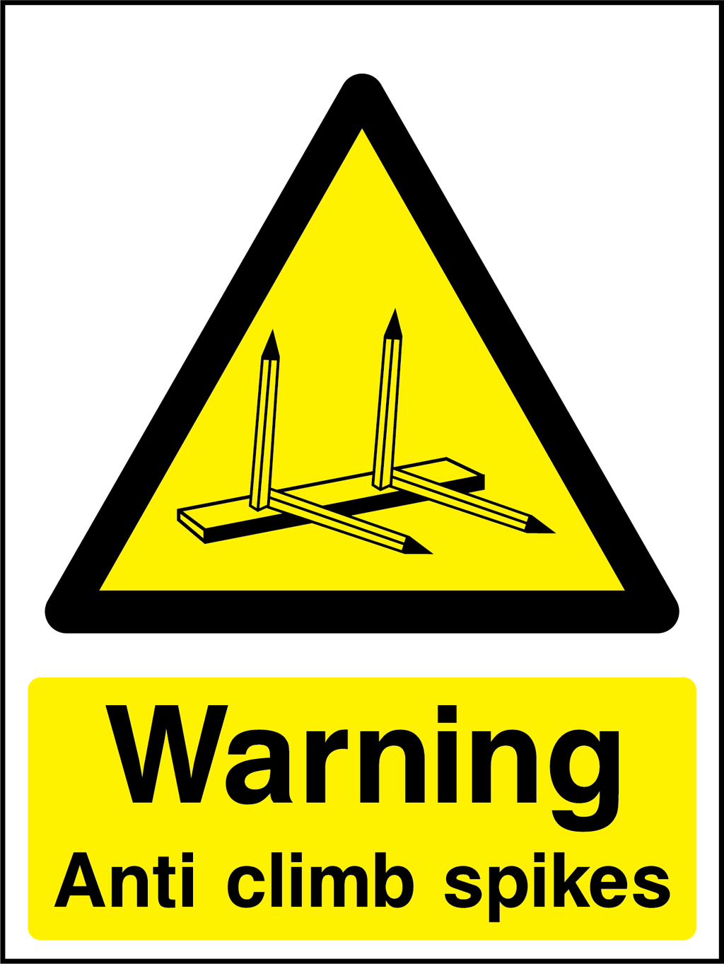 Warning anti climb spikes