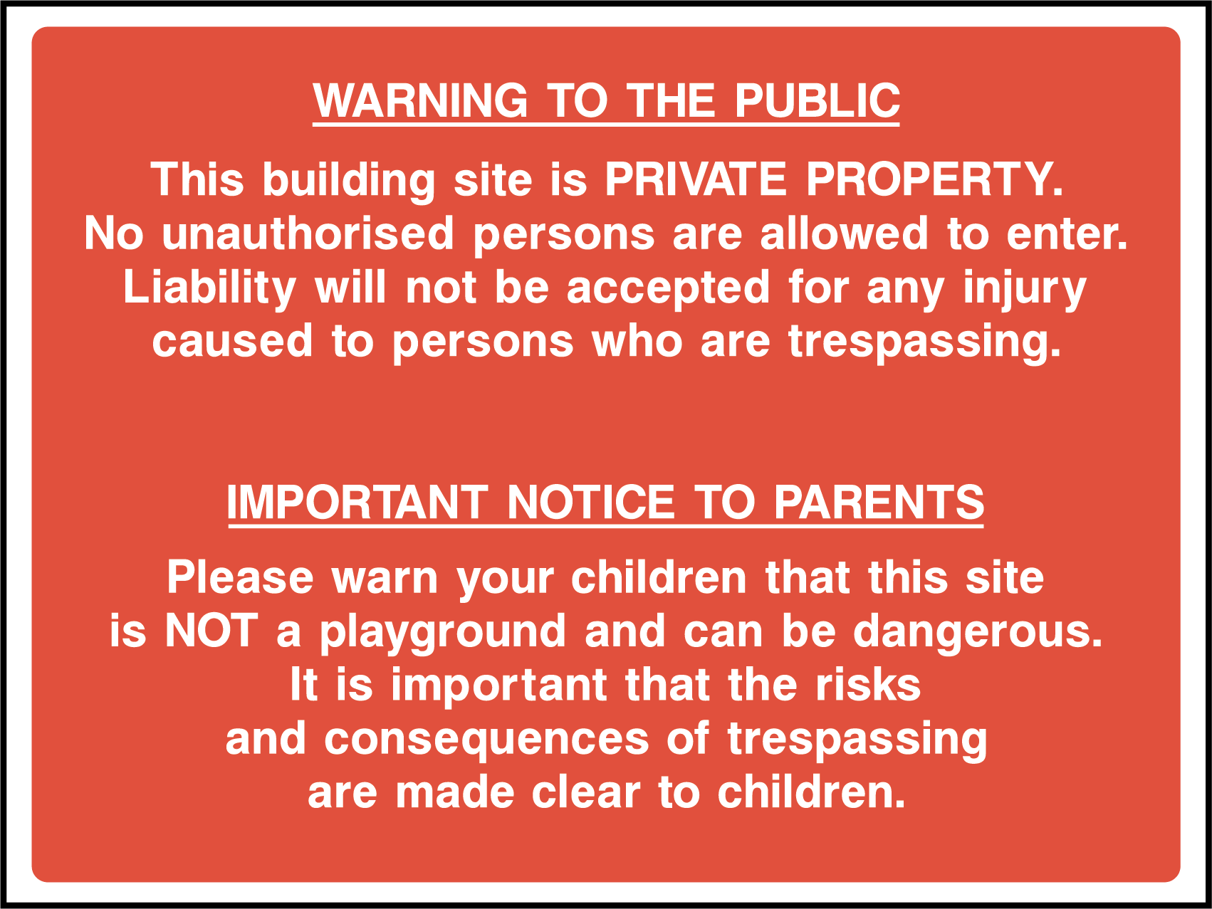 Warning to the public, important notice to parents