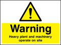 Warning heavy plant and machinery operate on site