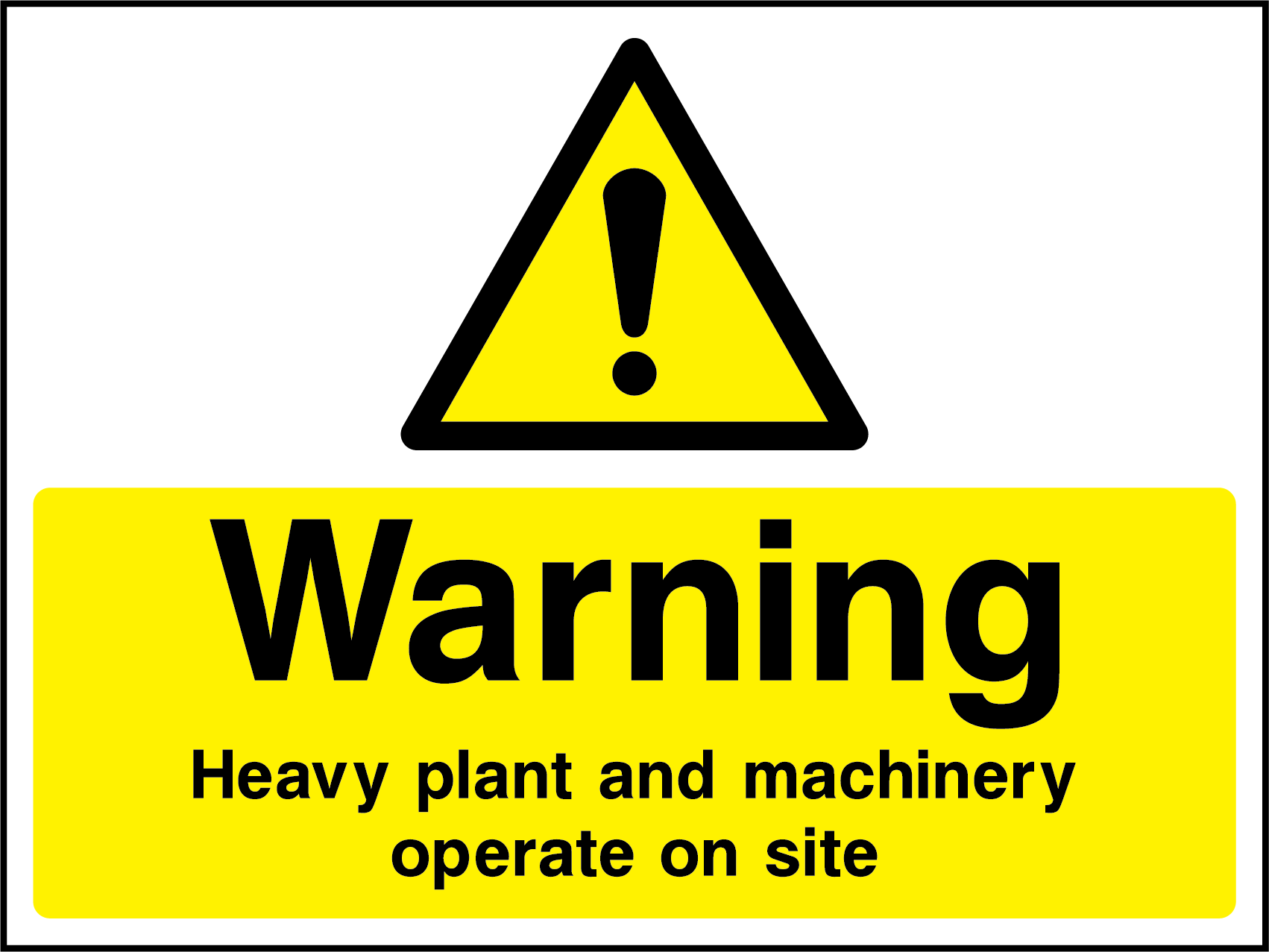Warning heavy plant and machinery operate on site