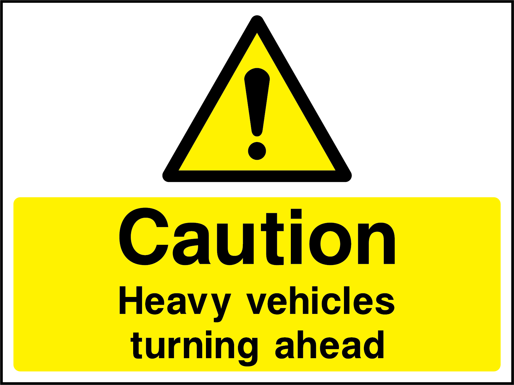 Caution heavy vehicles turning ahead