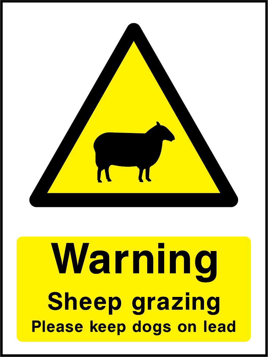 Warning sheep grazing, please keep dogs on lead