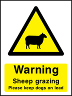 Warning sheep grazing, please keep dogs on lead