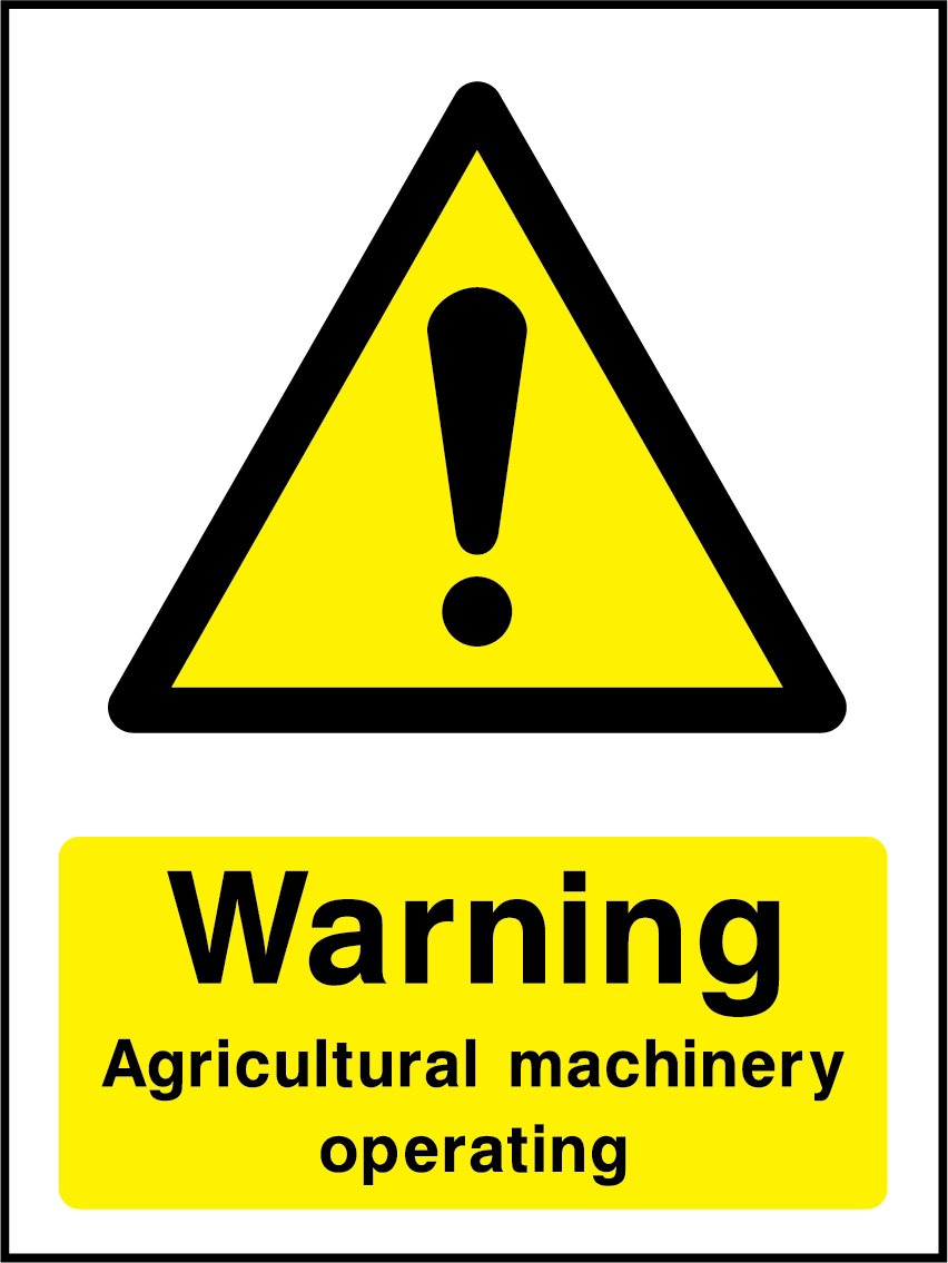 Warning agricultural machinery operating