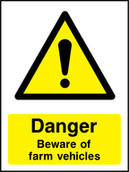 Danger beware of farm vehicles