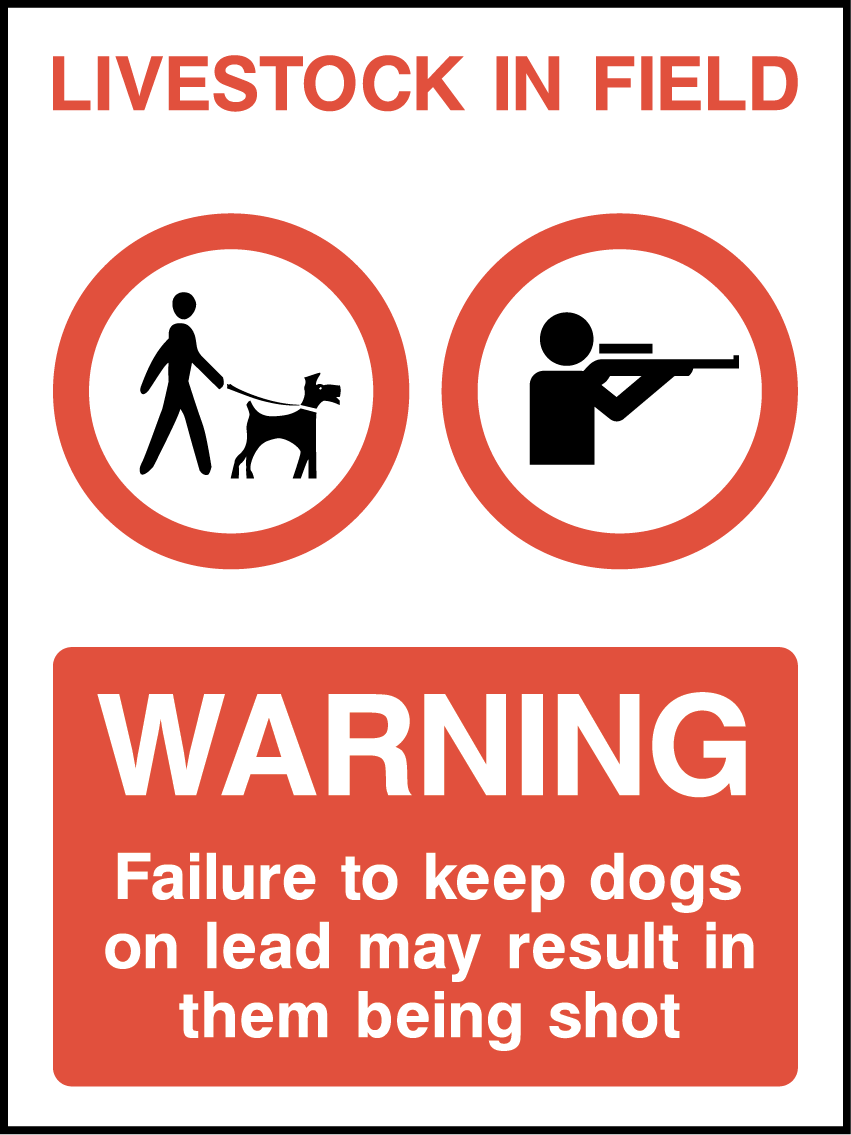 Livestock in field warning