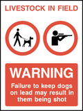 Livestock in field warning