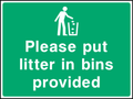 Please put litter in bins provided
