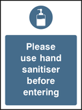 Please use hand sanitiser before entering