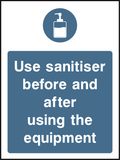 Use sanitiser before and after using the equipment
