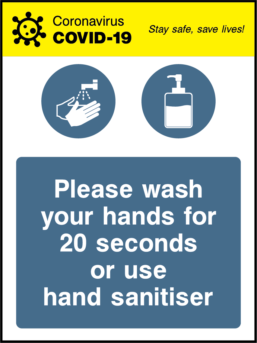 Please wash your hands for 20 seconds or use hand sanitiser (V2)