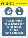 Please wash your hands for 20 seconds or use hand sanitiser (V2)