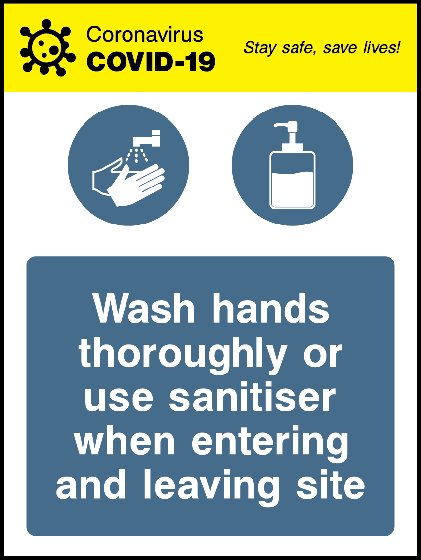 Wash hands thoroughly or use sanitiser when entering and leaving site (V2)