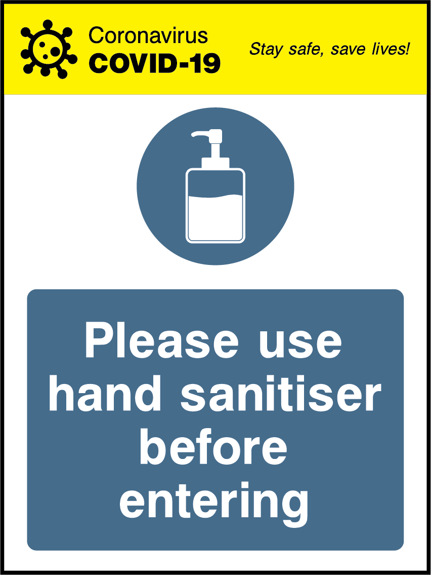 Please use hand sanitiser before entering