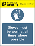 Gloves must be worn at all times where possible