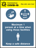 Max 1 person at a time when using these facilities