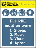 Full PPE must be worn, gloves, mask, visor, apron (V1)