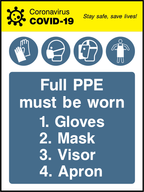 Full PPE must be worn, gloves, mask, visor, apron (V1)