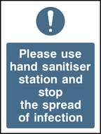 Please use hand sanitiser station and stop the spread of infection