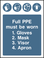 Full PPE must be worn, gloves, mask, visor, apron (V2)