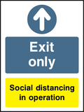 Exit only, social distancing in operation