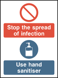Stop the spread of infection, use hand sanitiser