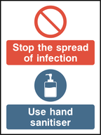 Stop the spread of infection, use hand sanitiser