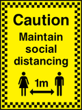 Caution, maintain social distancing (1m)