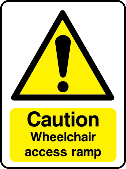 Caution wheelchair access ramp
