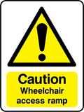 Caution wheelchair access ramp