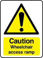 Caution wheelchair access ramp