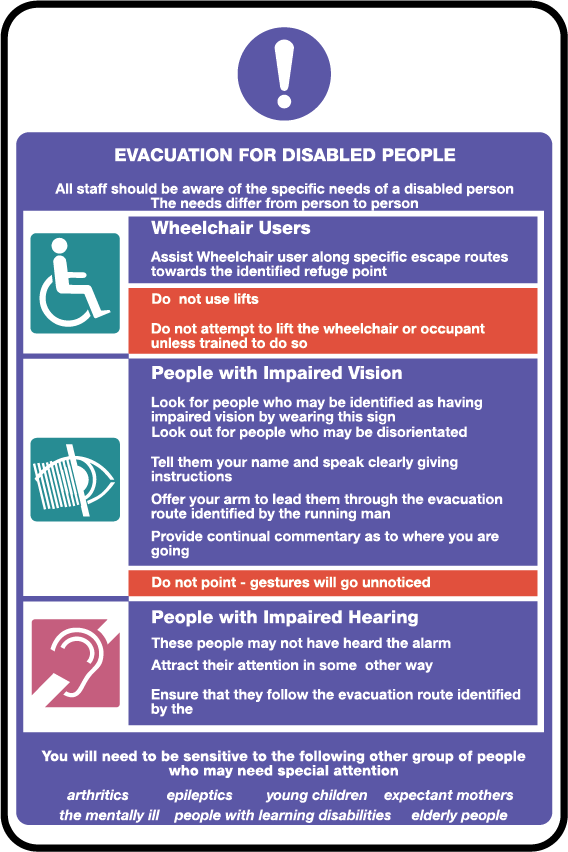 Evacuation for disabled people notice