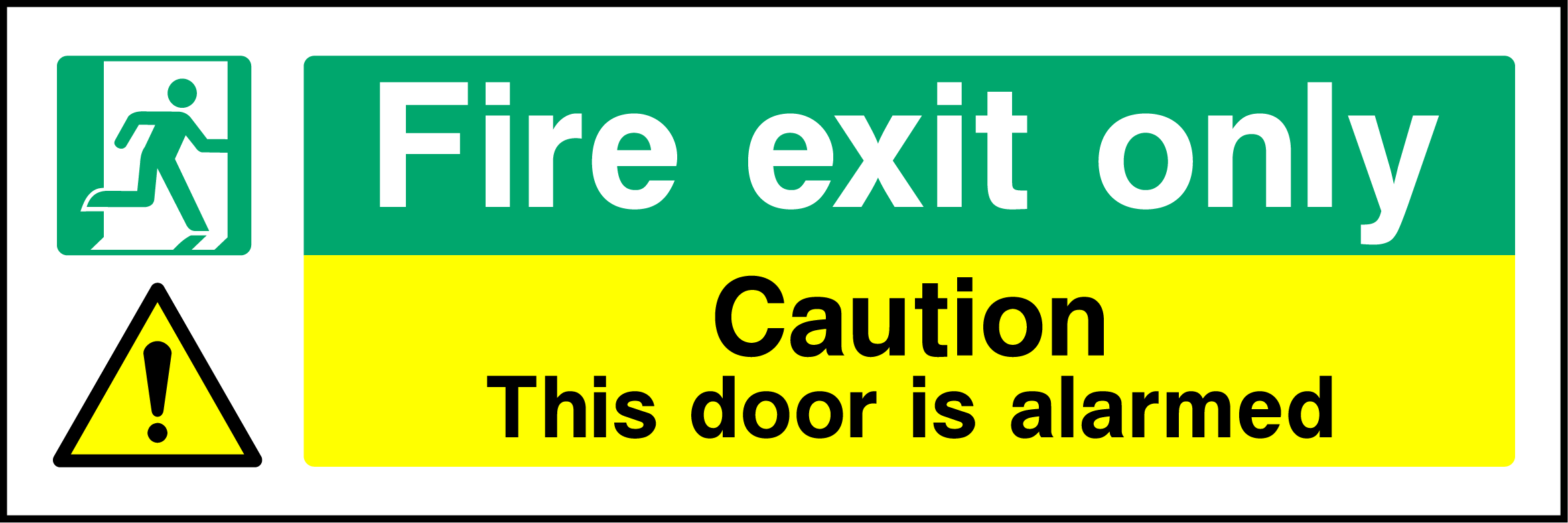 Fire exit only, caution this door is alarmed