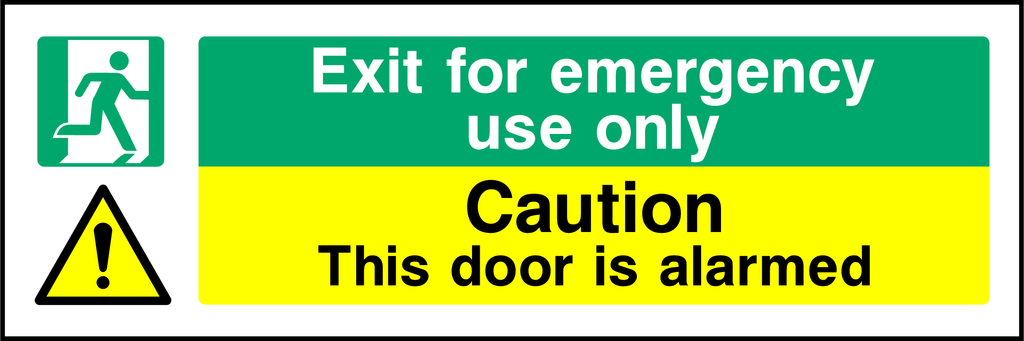 Exit for emergency use only, caution this door is alarmed