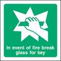 In event of fire break glass for key