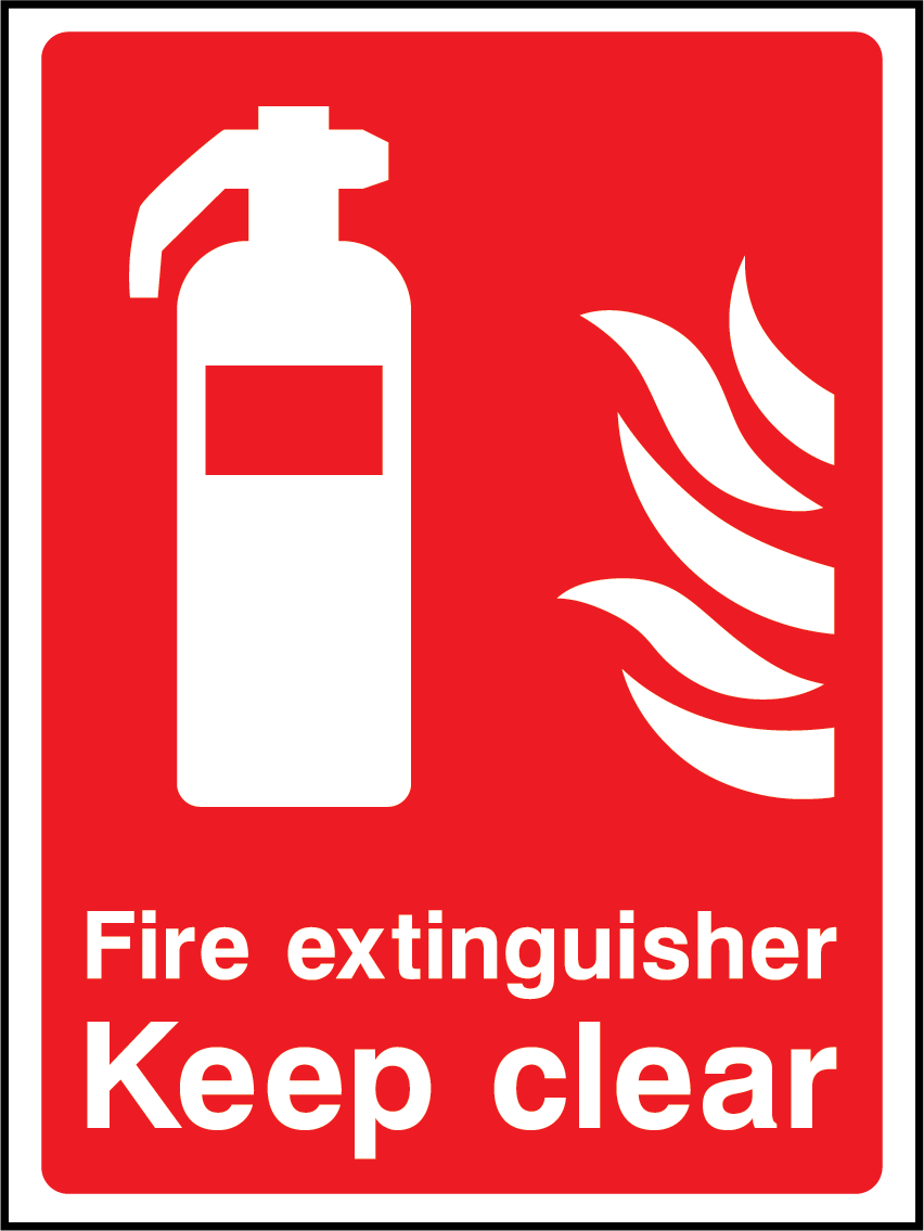 Fire extinguisher keep clear